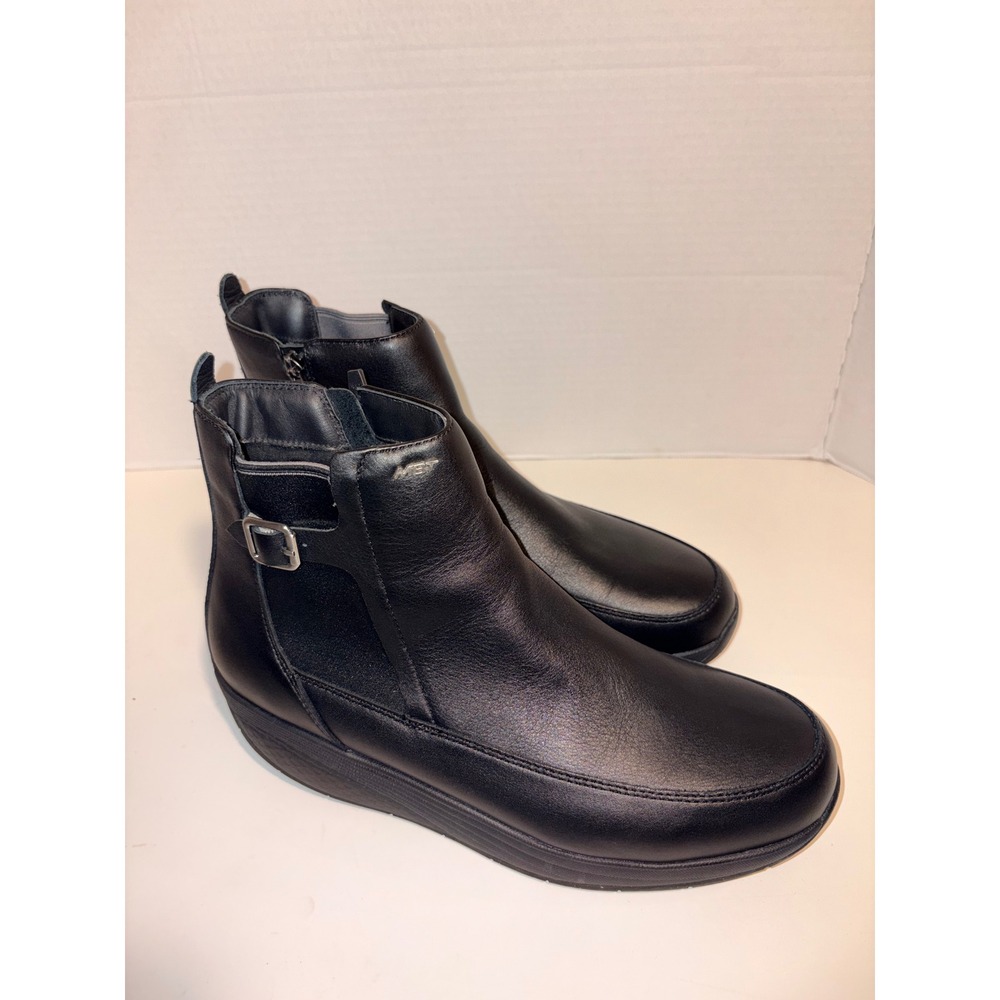 MBT Black Leather Rocker Sole‎ Ankle Boots Vibram 702655-03N Size 10-10.5 Women